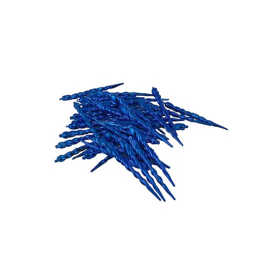 36ct. 5" Shiny Blue Shatterproof Icicle Ornaments